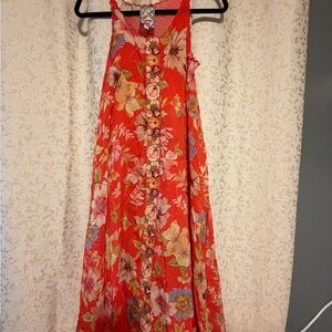 Johnny Was Red Floral Kids Dress